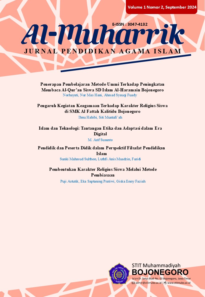 					View Vol. 1 No. 2 (2024): Jurnal Al-Muharrik : Jurnal Pendidikan Agama Islam Volume 1 Nomor 2 September 2024
				